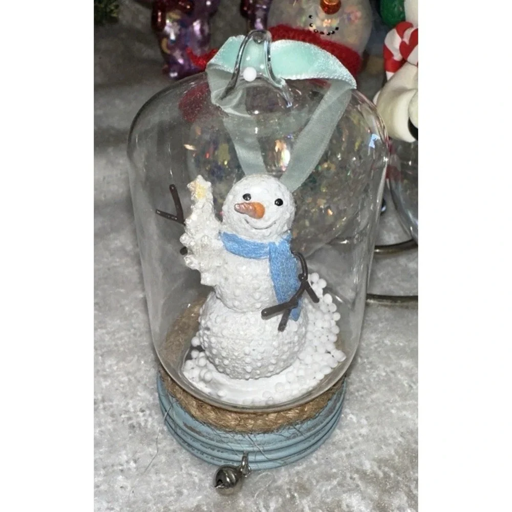 VTG Lot Of 4-Snowmen-1 Glitter Handblown 1-icecube 1-snowglobe1- Ceramic